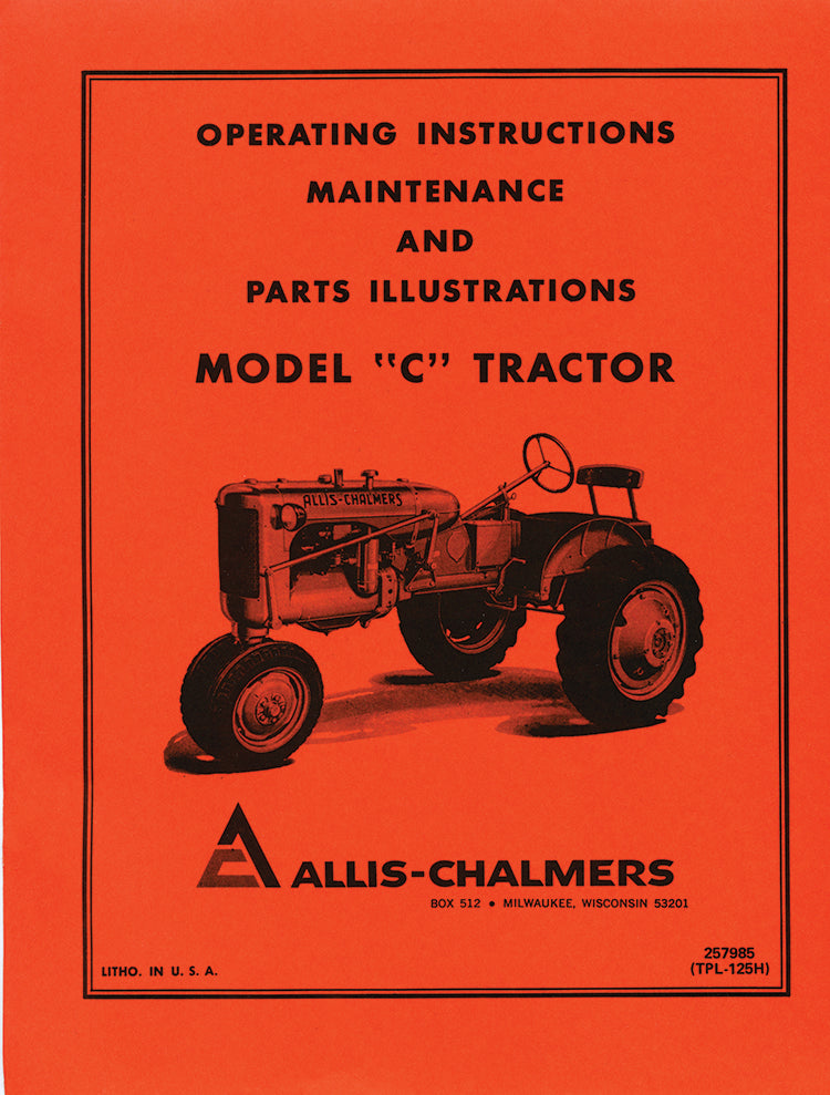 OPERATING MAINTENANCE & PARTS: MODEL C TRACTOR, E-BOOK