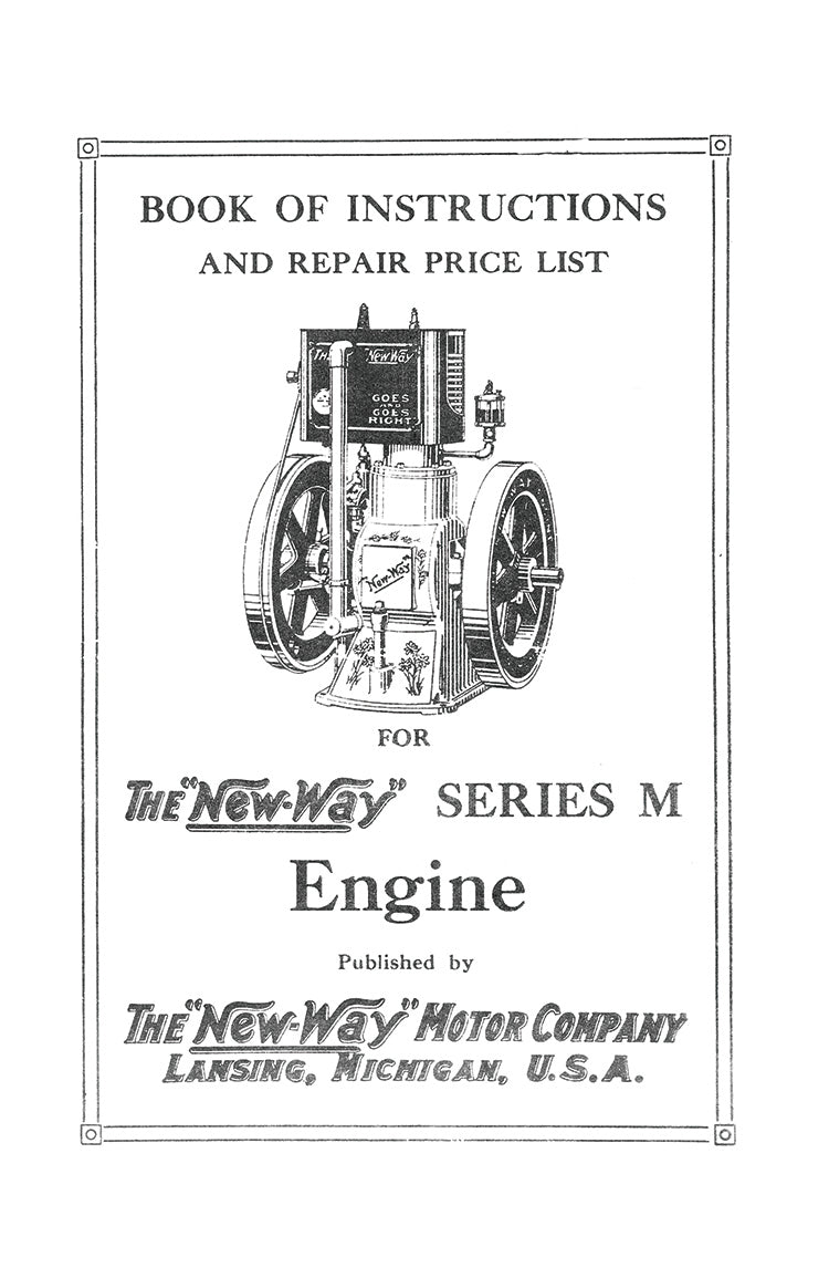INSTRUCTIONS AND PRICE LIST FOR THE NEW-WAY SERIES M, E-BOOK