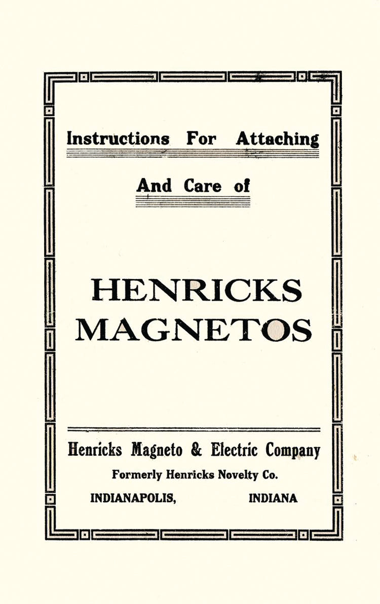 INSTRUCTIONS FOR ATTACHING HENRICKS MAGNETOS, E-BOOK